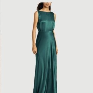 Ghost Alexia Satin Maxi Dress, Emerald Sea